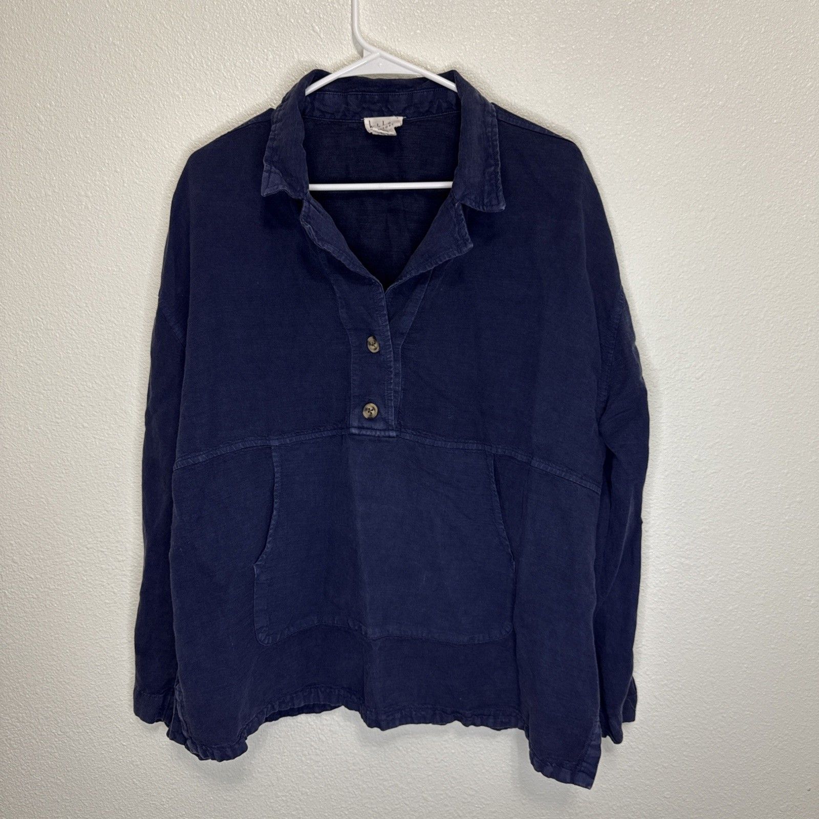 Nicole Miller Linen Top Xl Blue